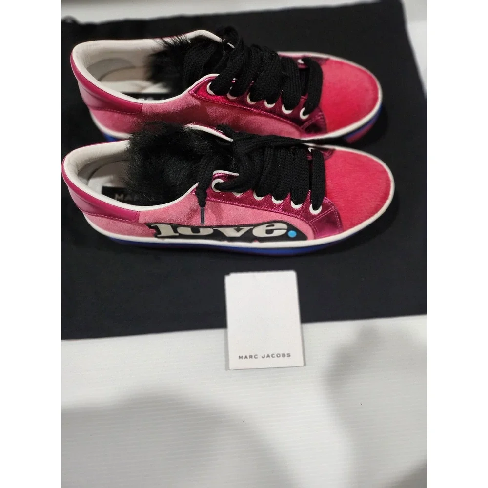 Marc Jacobs Pink Love Faux Fur Pony Hair Sneakers EU 39 US 9 Low Top Shoes